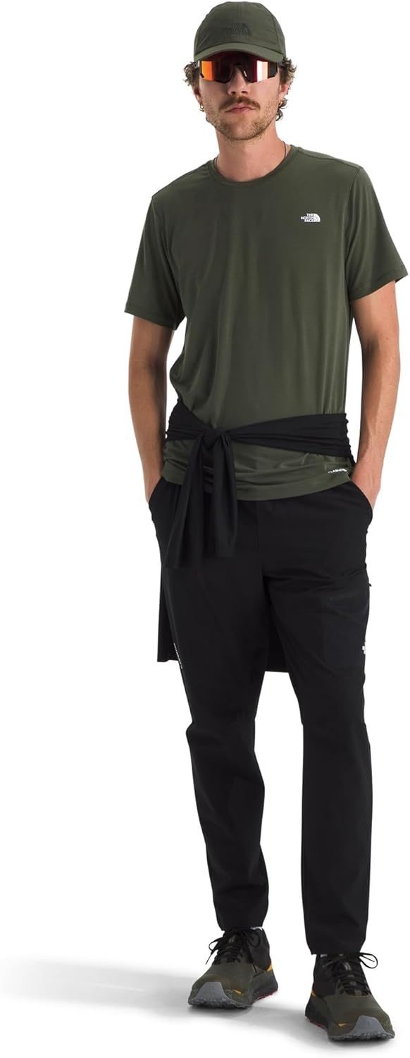 image:imageTHE NORTH FACE Mens Adventure Tee Lightweight amp Stretchy Shirt With Setin Sleeves amp Heat Transfer LogoNew Taupe Green