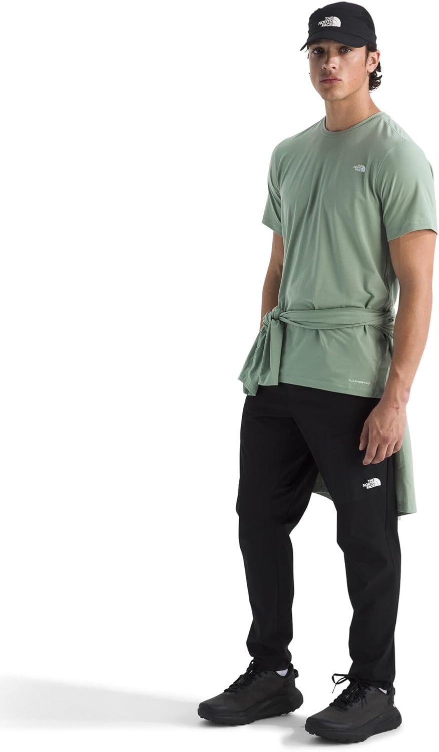 image:imageTHE NORTH FACE Mens Adventure Tee Lightweight amp Stretchy Shirt With Setin Sleeves amp Heat Transfer LogoSlate Moss
