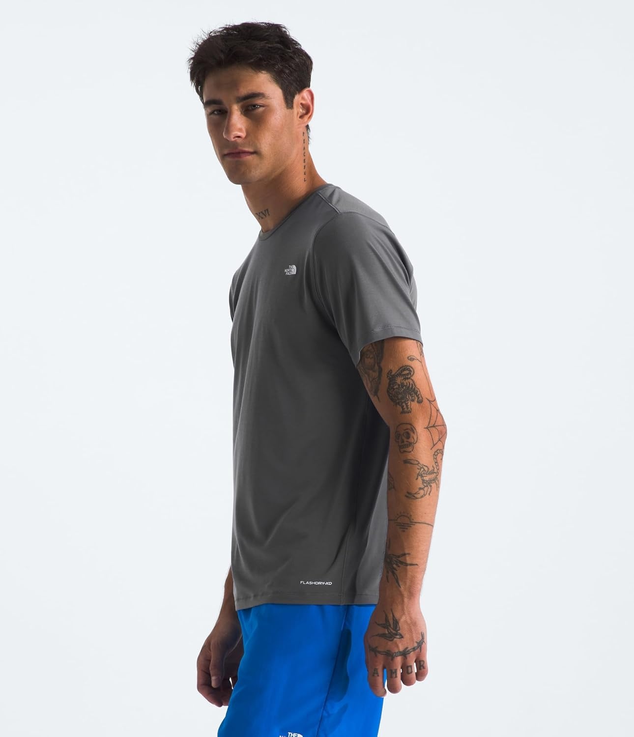 image:imageTHE NORTH FACE Mens Adventure Tee Lightweight amp Stretchy Shirt With Setin Sleeves amp Heat Transfer LogoSmoked Pearl