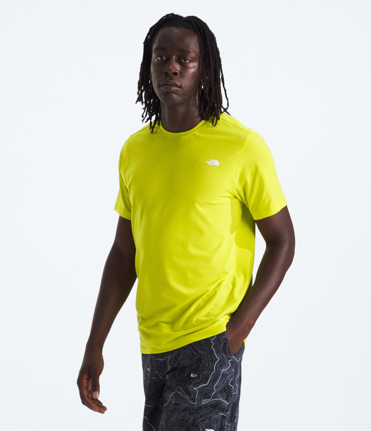 image:imageTHE NORTH FACE Mens Adventure Tee Lightweight amp Stretchy Shirt With Setin Sleeves amp Heat Transfer LogoSulphur Spring Green