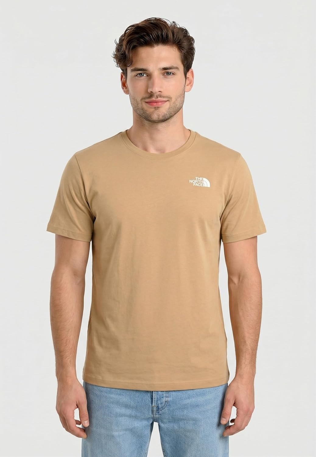 image:imageTHE NORTH FACE Mens Core Box NSE Short Sleeve Tee Branded Tshirt With a Ribbed CollarKhaki Stone