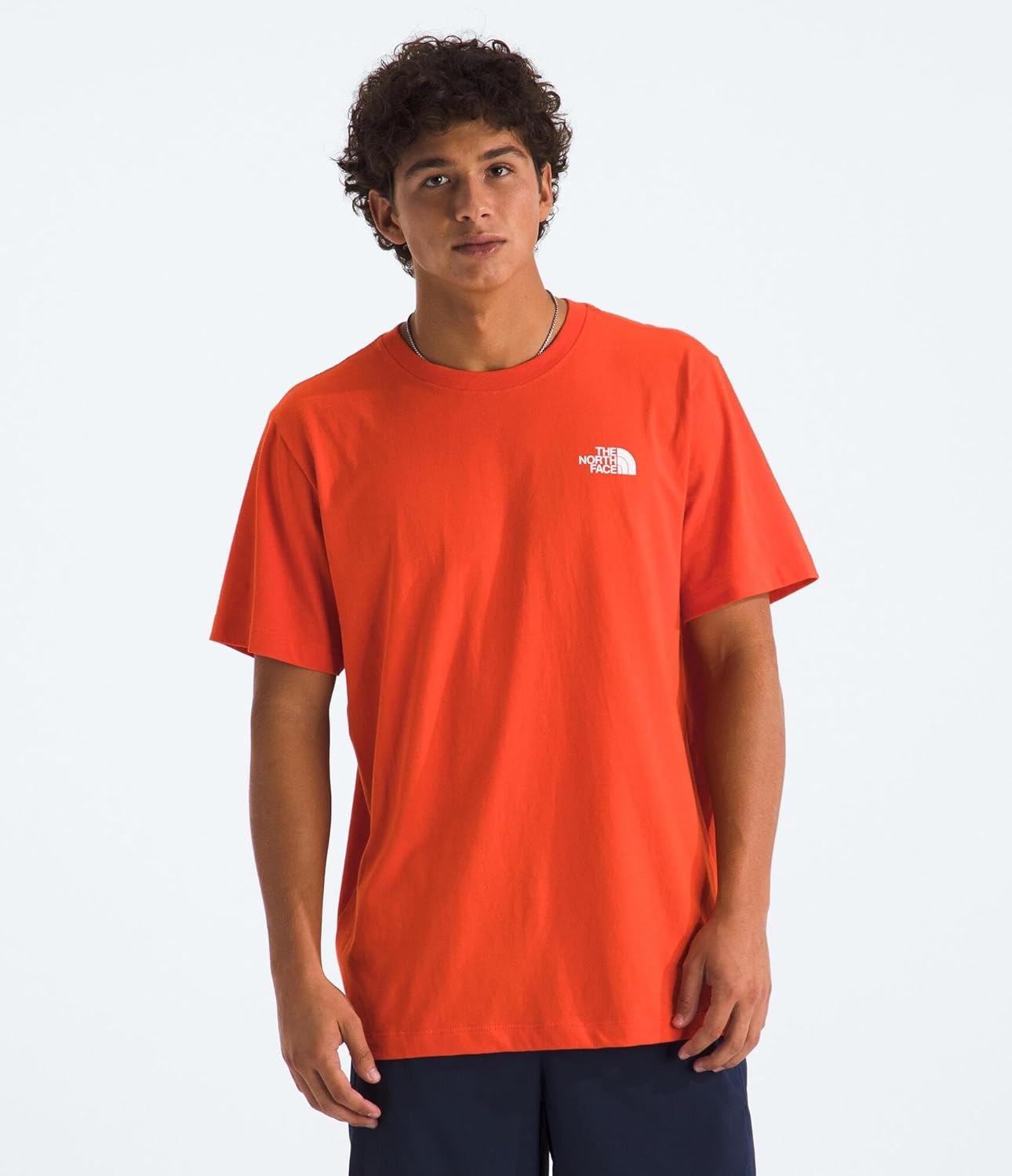 image:imageTHE NORTH FACE Mens Core Box NSE Short Sleeve Tee Branded Tshirt With a Ribbed CollarLava Red