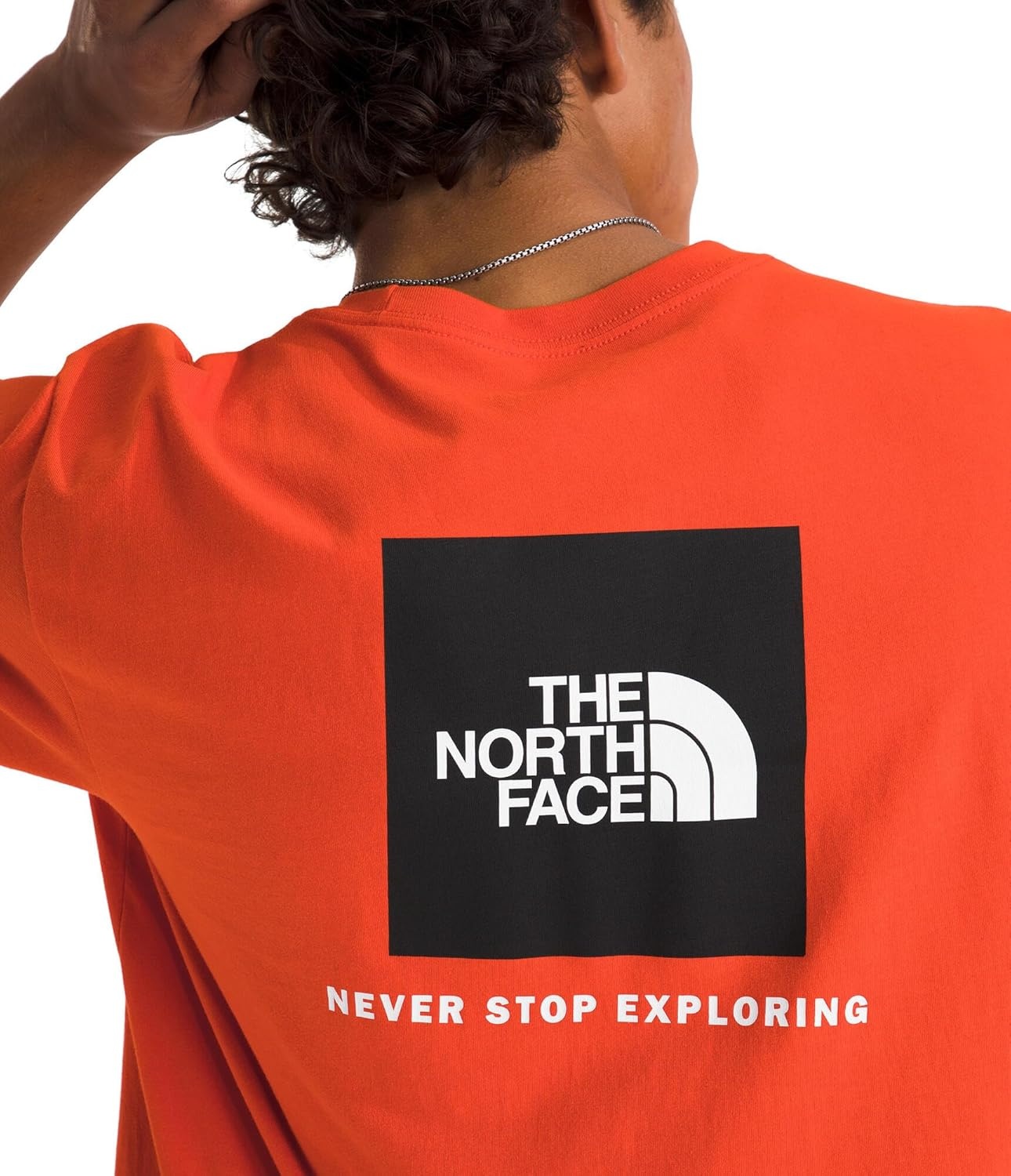 image:imageTHE NORTH FACE Mens Core Box NSE Short Sleeve Tee Branded Tshirt With a Ribbed CollarLava Red