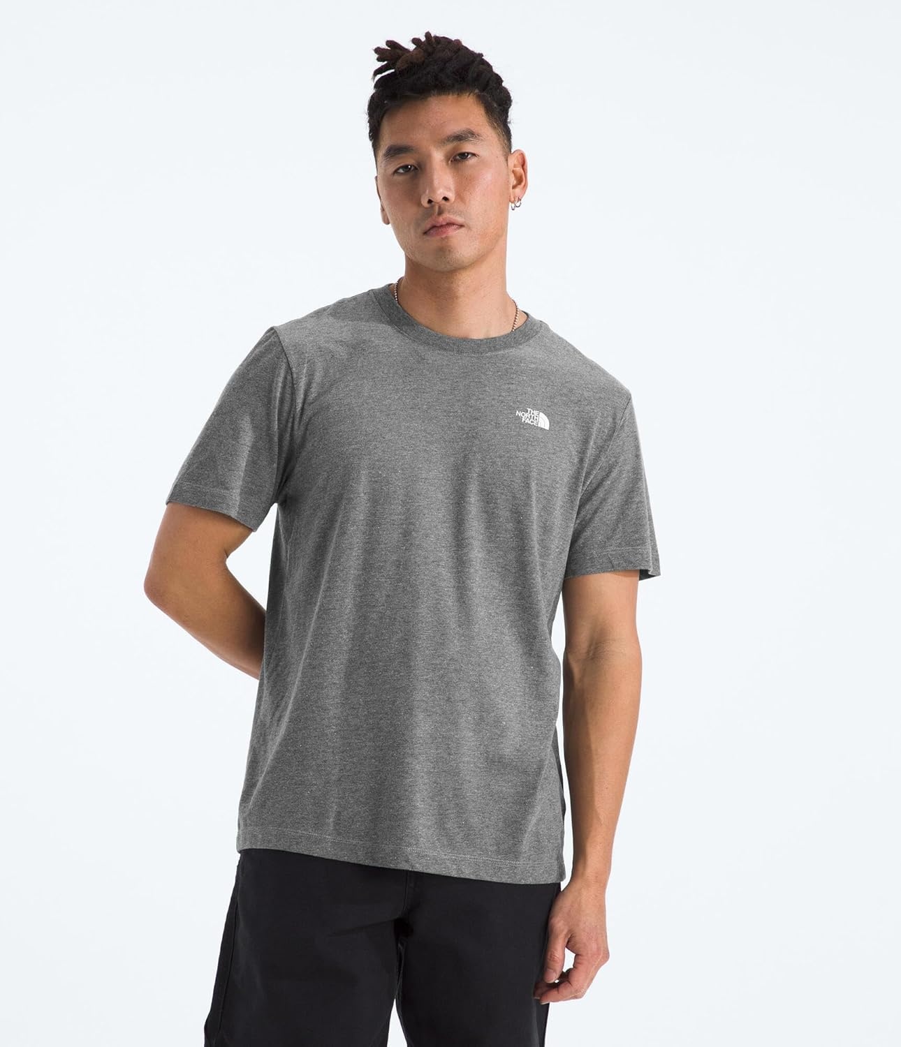 image:imageTHE NORTH FACE Mens Core Box NSE Short Sleeve Tee Branded Tshirt With a Ribbed CollarTnf Mid Grey Heather