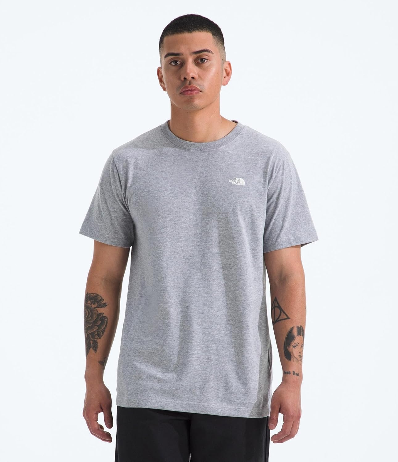 image:imageTHE NORTH FACE Mens Core Box NSE Short Sleeve Tee Branded Tshirt With a Ribbed CollarTnf Pale Grey Heather