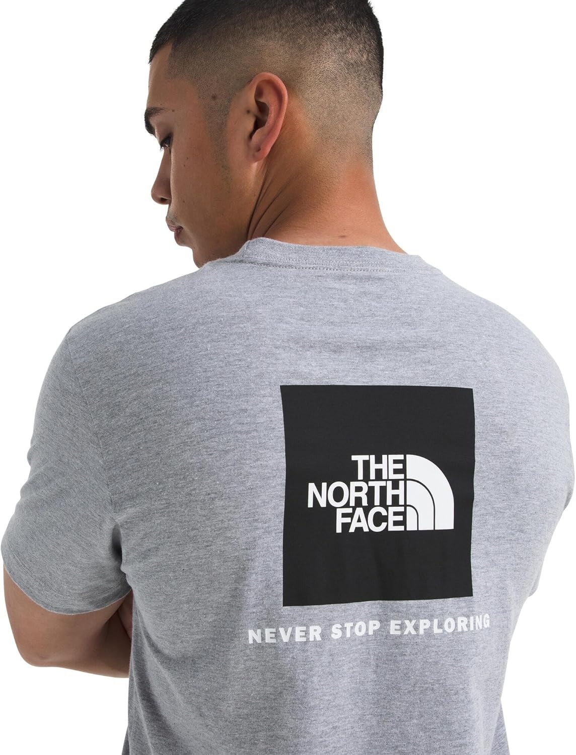image:imageTHE NORTH FACE Mens Core Box NSE Short Sleeve Tee Branded Tshirt With a Ribbed CollarTnf Pale Grey Heather