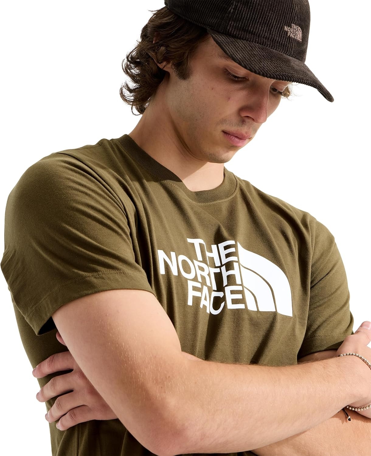 image:imageTHE NORTH FACE Mens Core Half Dome Shortsleeve Tee Regular Fit Cotton Shirt With Graphic Design amp Ribbed CollarCaraway Seed