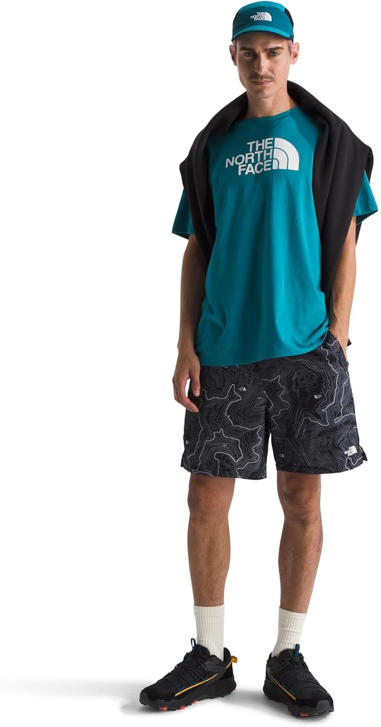 image:imageTHE NORTH FACE Mens Core Half Dome Shortsleeve Tee Regular Fit Cotton Shirt With Graphic Design amp Ribbed CollarDigital SteelTnf White
