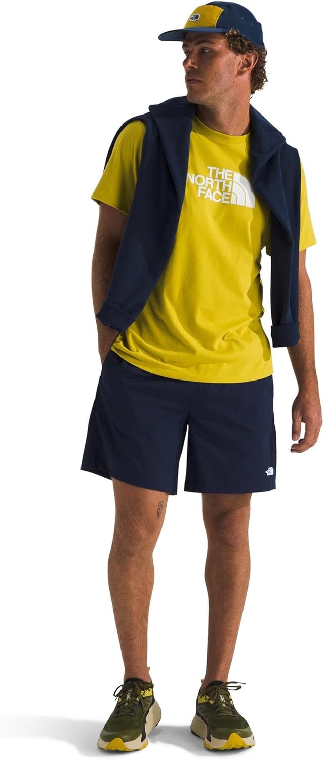 image:imageTHE NORTH FACE Mens Core Half Dome Shortsleeve Tee Regular Fit Cotton Shirt With Graphic Design amp Ribbed CollarDijon YellowTnf White