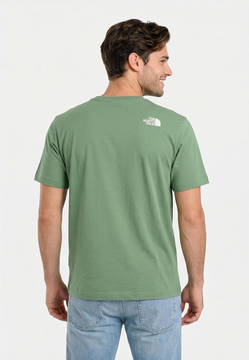 image:imageTHE NORTH FACE Mens Core Half Dome Shortsleeve Tee Regular Fit Cotton Shirt With Graphic Design amp Ribbed CollarDimmed Algae