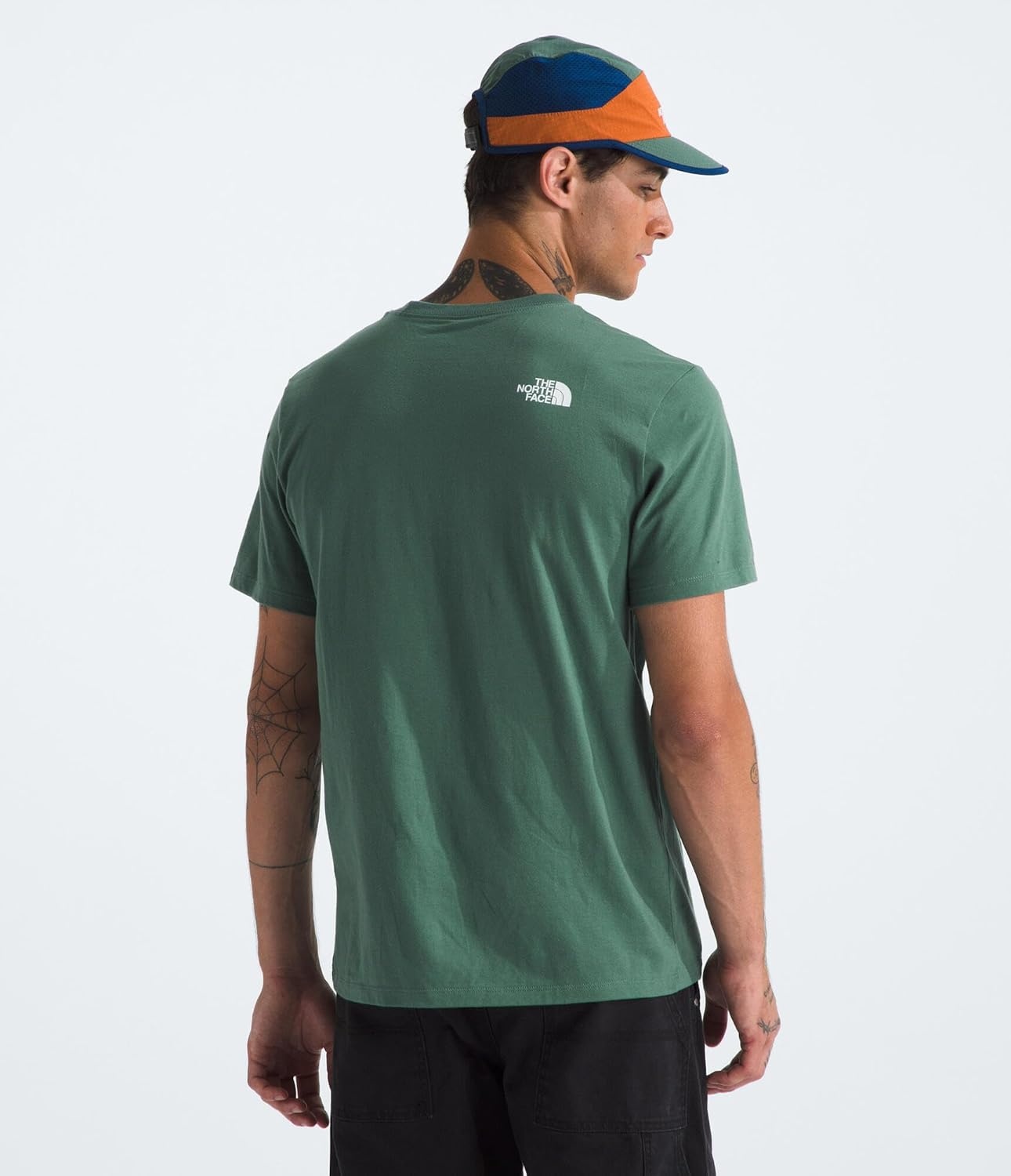 image:imageTHE NORTH FACE Mens Core Half Dome Shortsleeve Tee Regular Fit Cotton Shirt With Graphic Design amp Ribbed CollarDuck GreenTnf White