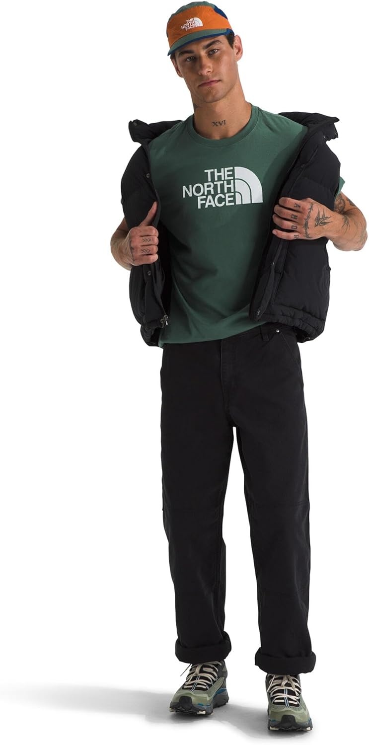 image:imageTHE NORTH FACE Mens Core Half Dome Shortsleeve Tee Regular Fit Cotton Shirt With Graphic Design amp Ribbed CollarDuck GreenTnf White
