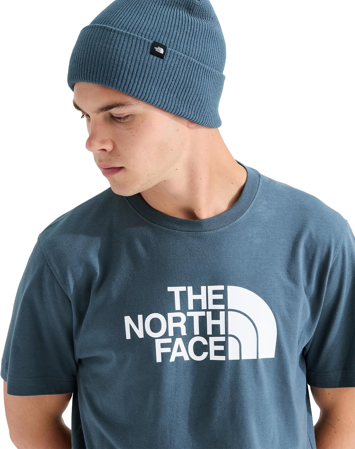 image:imageTHE NORTH FACE Mens Core Half Dome Shortsleeve Tee Regular Fit Cotton Shirt With Graphic Design amp Ribbed CollarGranite Grey