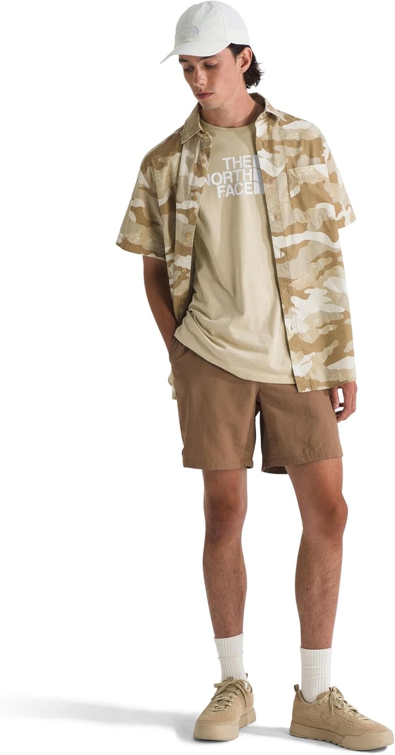 image:imageTHE NORTH FACE Mens Core Half Dome Shortsleeve Tee Regular Fit Cotton Shirt With Graphic Design amp Ribbed CollarGravelTnf White
