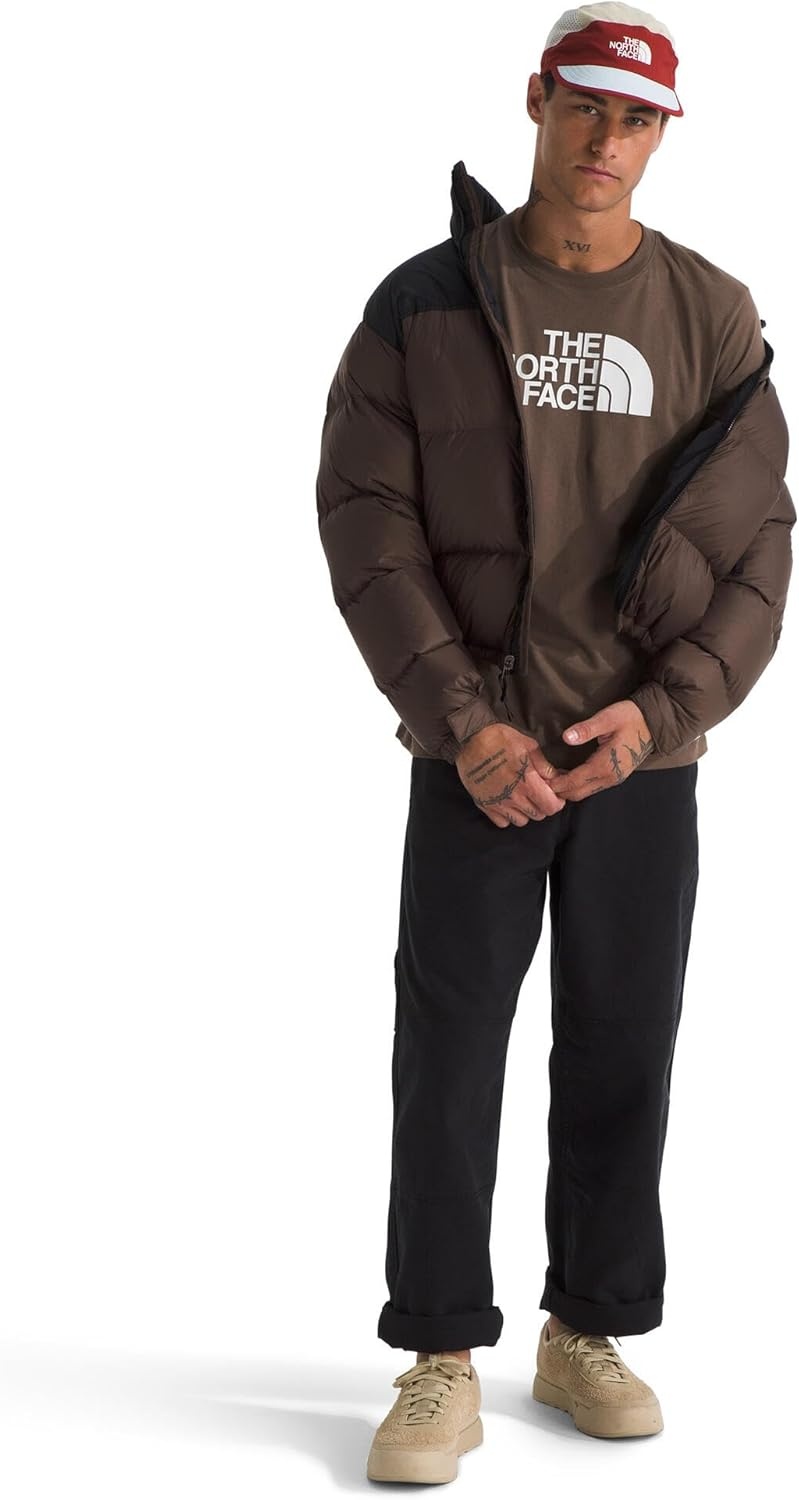 image:imageTHE NORTH FACE Mens Core Half Dome Shortsleeve Tee Regular Fit Cotton Shirt With Graphic Design amp Ribbed CollarSmokey BrownTnf White