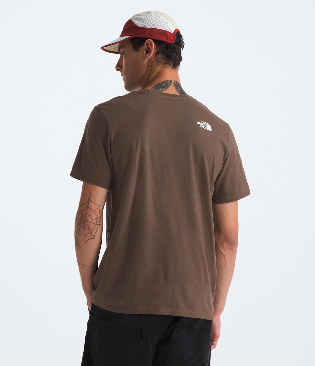 image:imageTHE NORTH FACE Mens Core Half Dome Shortsleeve Tee Regular Fit Cotton Shirt With Graphic Design amp Ribbed CollarSmokey BrownTnf White