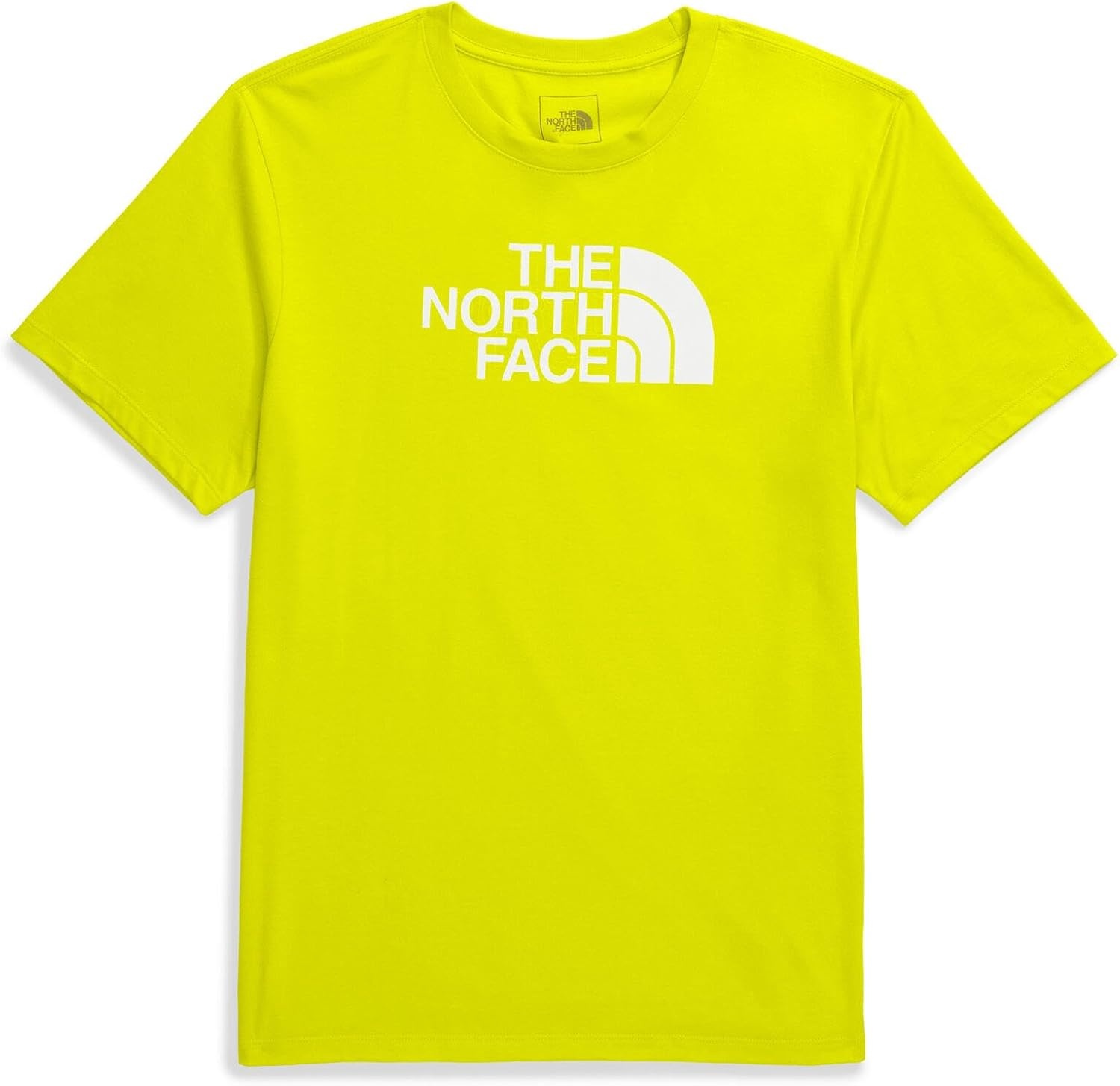 image:imageTHE NORTH FACE Mens Core Half Dome Shortsleeve Tee Regular Fit Cotton Shirt With Graphic Design amp Ribbed CollarSulphur Spring GreenTnf White