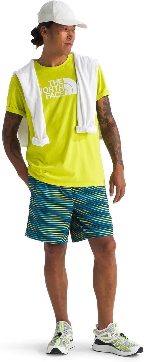 image:imageTHE NORTH FACE Mens Core Half Dome Shortsleeve Tee Regular Fit Cotton Shirt With Graphic Design amp Ribbed CollarSulphur Spring GreenTnf White
