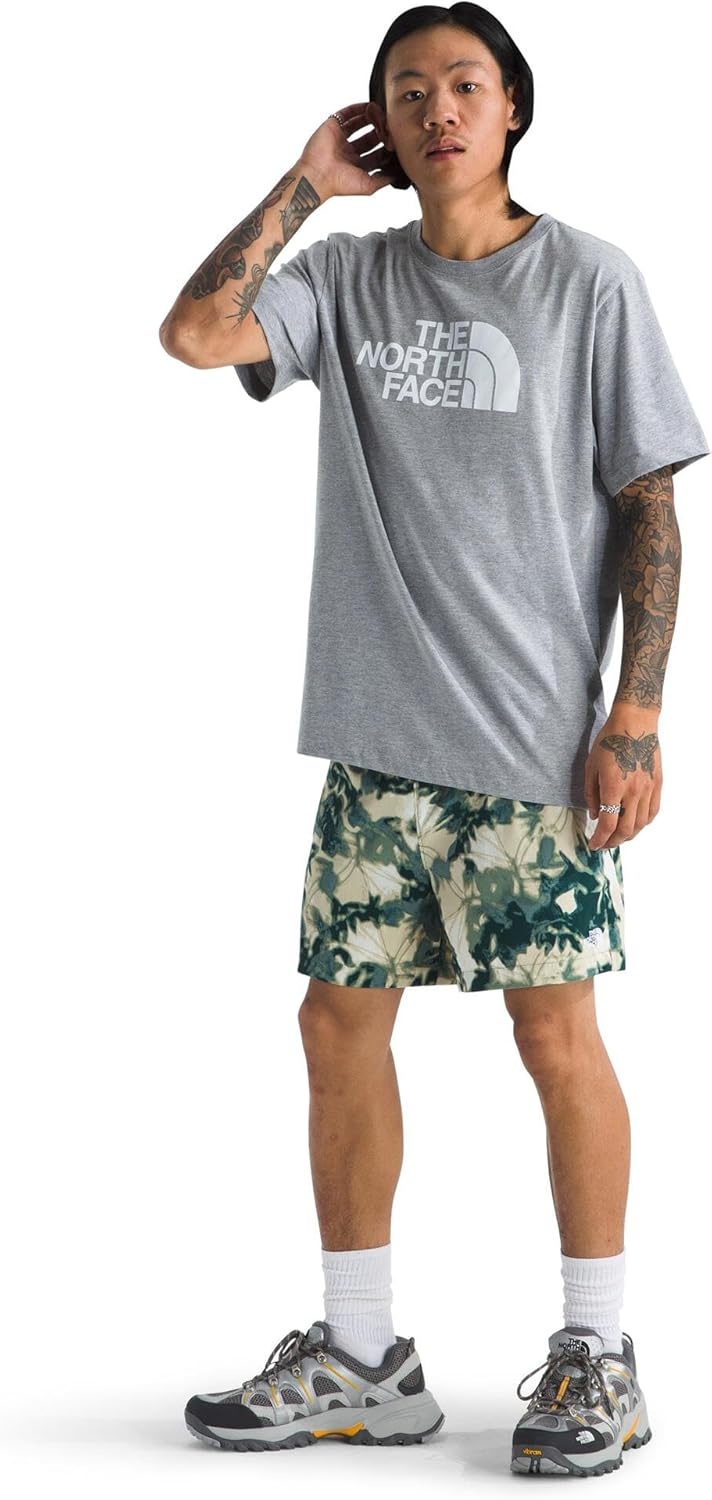 image:imageTHE NORTH FACE Mens Core Half Dome Shortsleeve Tee Regular Fit Cotton Shirt With Graphic Design amp Ribbed CollarTnf Pale Grey HeatherTnf White