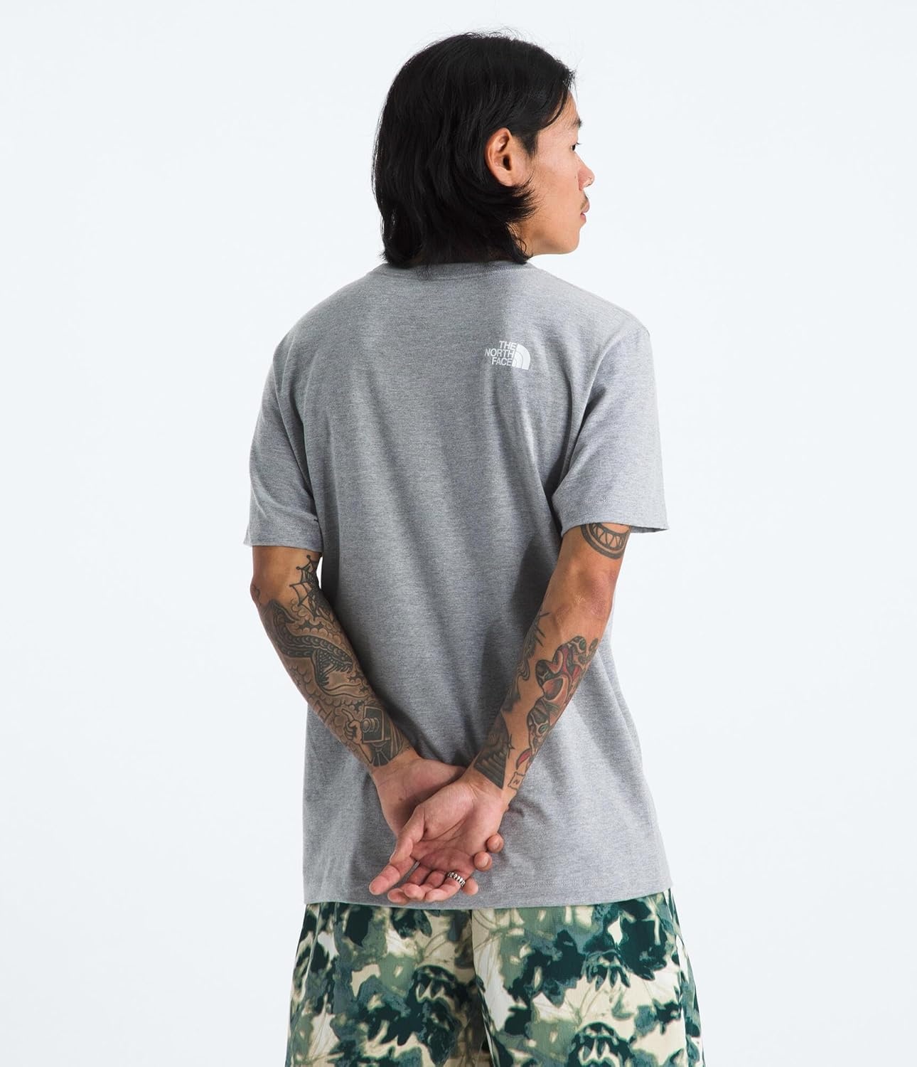 image:imageTHE NORTH FACE Mens Core Half Dome Shortsleeve Tee Regular Fit Cotton Shirt With Graphic Design amp Ribbed CollarTnf Pale Grey HeatherTnf White