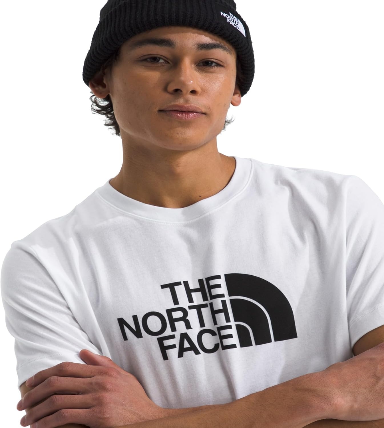 image:imageTHE NORTH FACE Mens Core Half Dome Shortsleeve Tee Regular Fit Cotton Shirt With Graphic Design amp Ribbed CollarTnf WhiteTnf Black