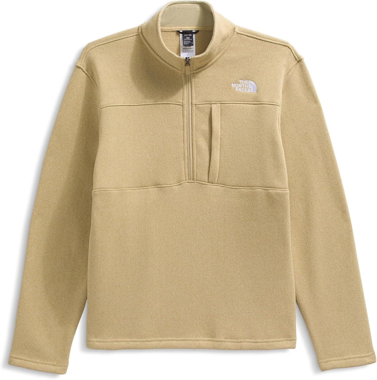image:imageTHE NORTH FACE Mens Gordon Lyons Quarter Zip Jacket Cold Weather Top With Chest PocketKhaki Stone Heather
