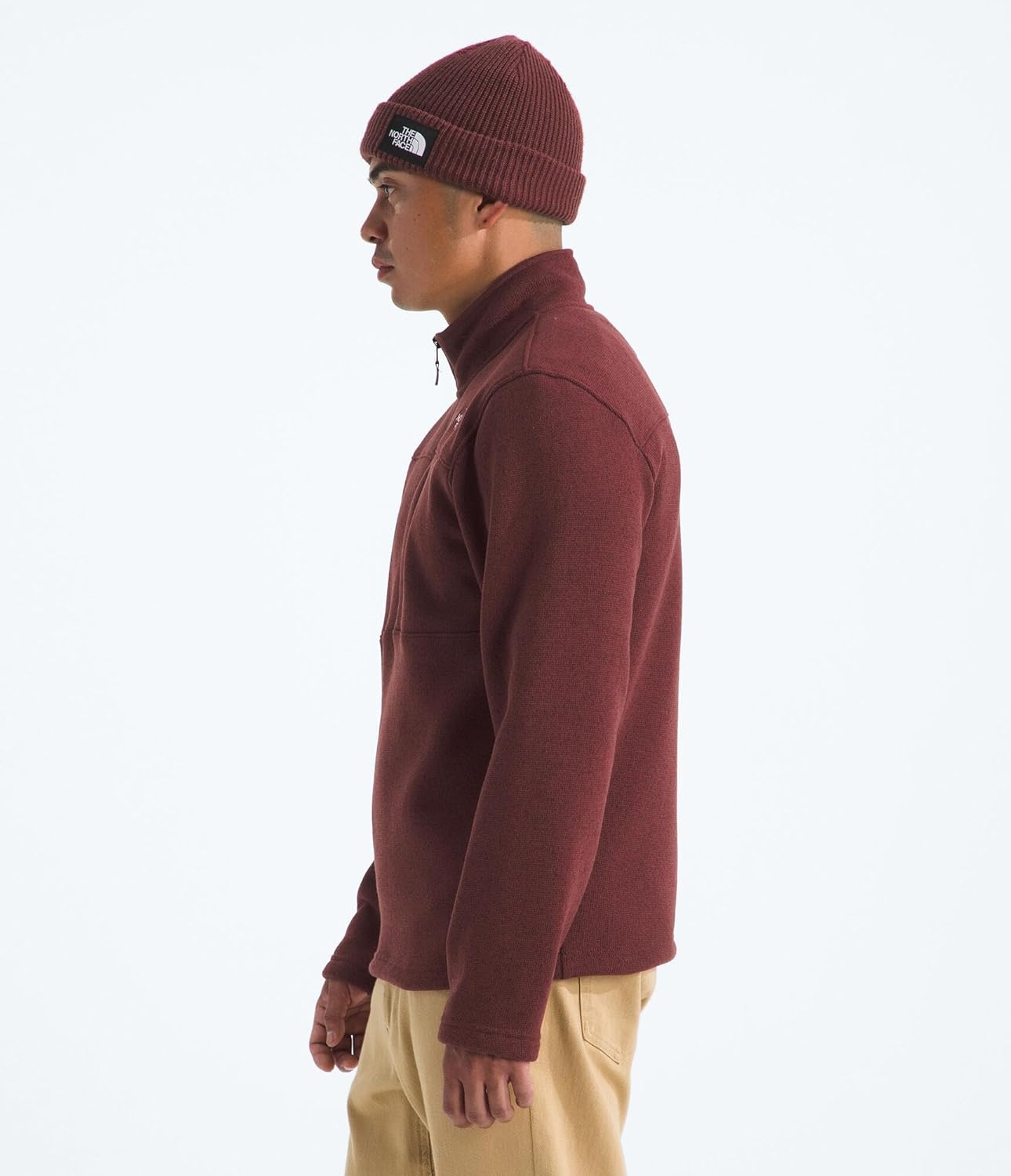 image:imageTHE NORTH FACE Mens Gordon Lyons Quarter Zip Jacket Cold Weather Top With Chest PocketSumac Heather