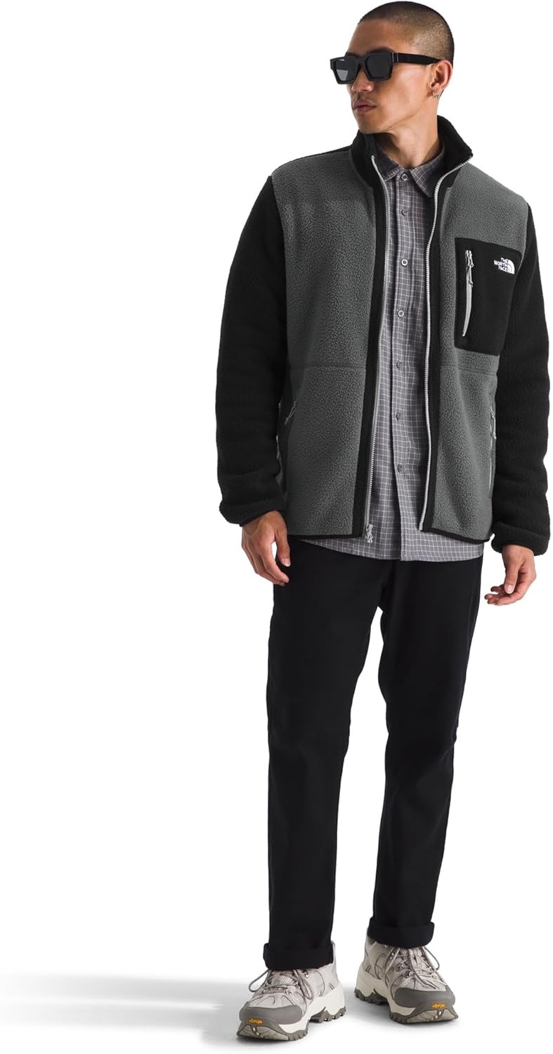 image:imageTHE NORTH FACE Mens Yumiori Full Zip Jacket Lightweight Fleece Coat With Embroidered Logo Zip PocketsAnthracite GreyTnf BlackMonument Grey
