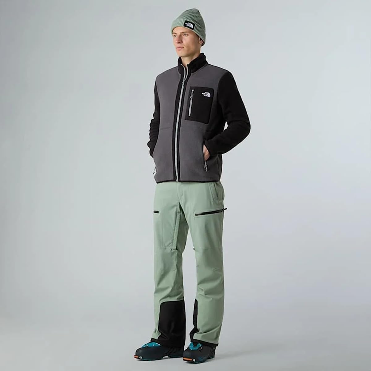 image:imageTHE NORTH FACE Mens Yumiori Full Zip Jacket Lightweight Fleece Coat With Embroidered Logo Zip PocketsAnthracite GreyTnf BlackMonument Grey
