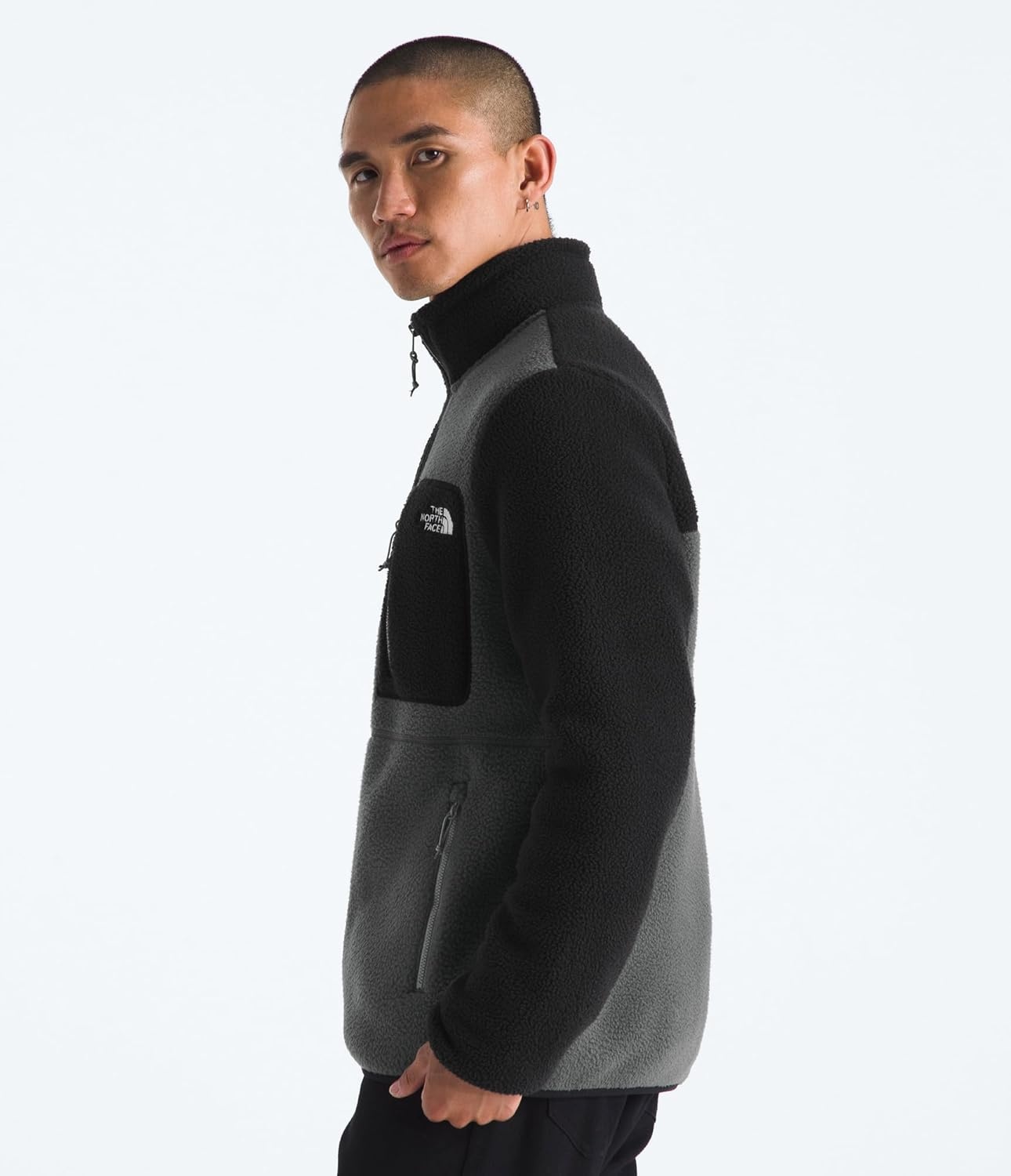 image:imageTHE NORTH FACE Mens Yumiori Full Zip Jacket Lightweight Fleece Coat With Embroidered Logo Zip PocketsAnthracite GreyTnf BlackMonument Grey