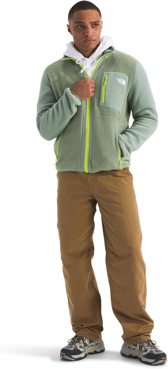 image:imageTHE NORTH FACE Mens Yumiori Full Zip Jacket Lightweight Fleece Coat With Embroidered Logo Zip PocketsBark MistSlate MossFizz Lime