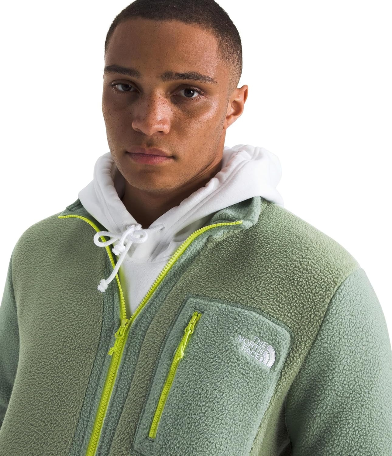 image:imageTHE NORTH FACE Mens Yumiori Full Zip Jacket Lightweight Fleece Coat With Embroidered Logo Zip PocketsBark MistSlate MossFizz Lime