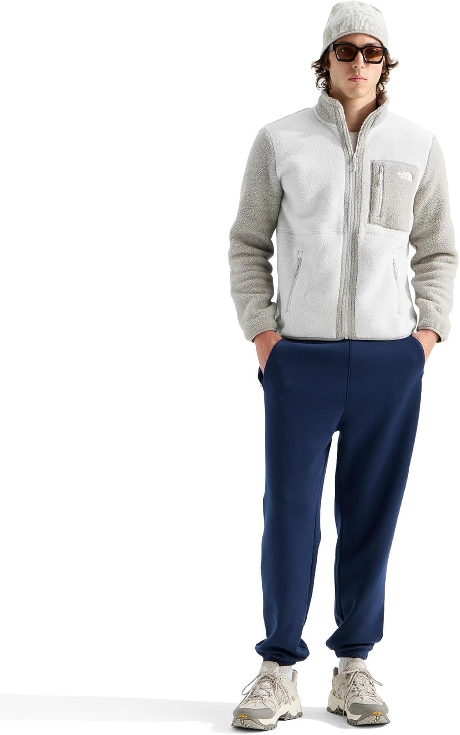 image:imageTHE NORTH FACE Mens Yumiori Full Zip Jacket Lightweight Fleece Coat With Embroidered Logo Zip PocketsCumulus CloudStone Slab