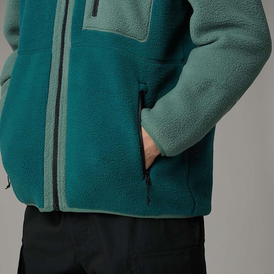 image:imageTHE NORTH FACE Mens Yumiori Full Zip Jacket Lightweight Fleece Coat With Embroidered Logo Zip PocketsDeep NoriDuck GreenTnf Black