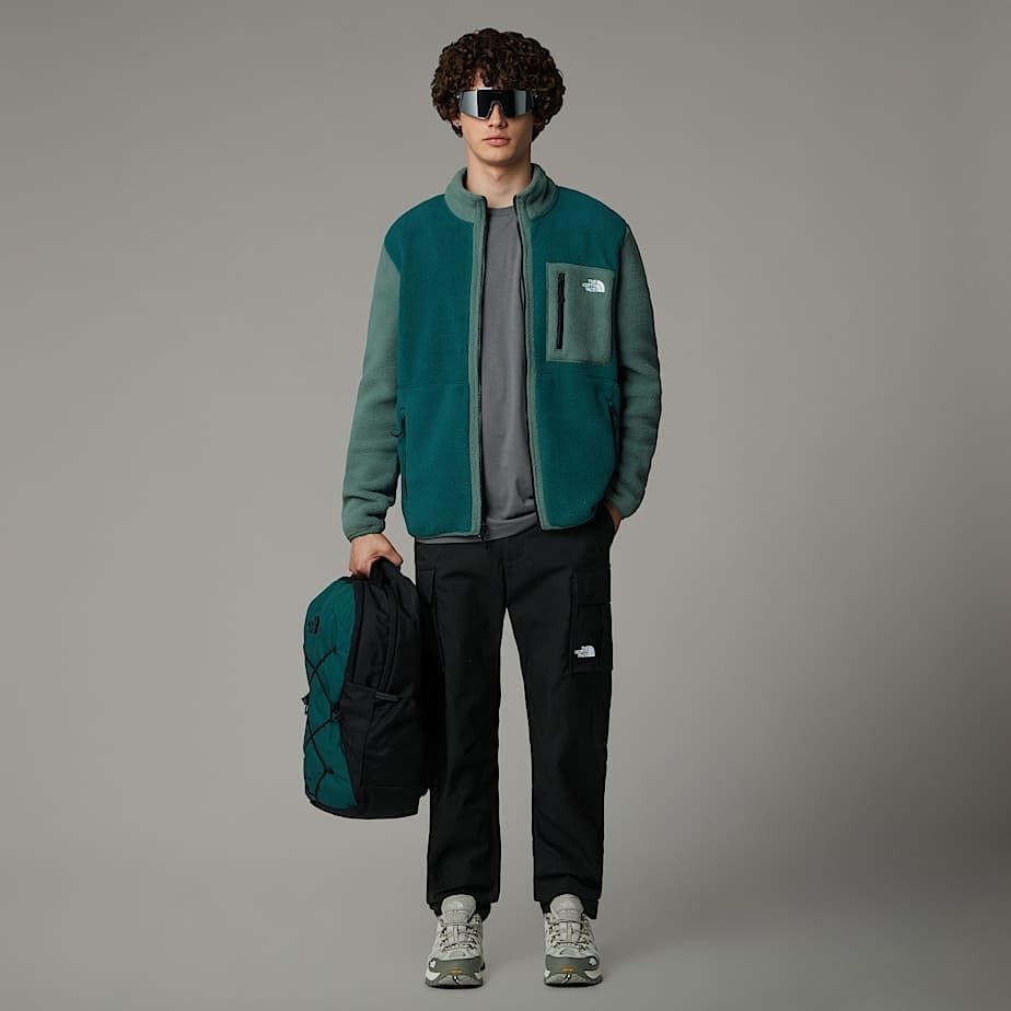 image:imageTHE NORTH FACE Mens Yumiori Full Zip Jacket Lightweight Fleece Coat With Embroidered Logo Zip PocketsDeep NoriDuck GreenTnf Black