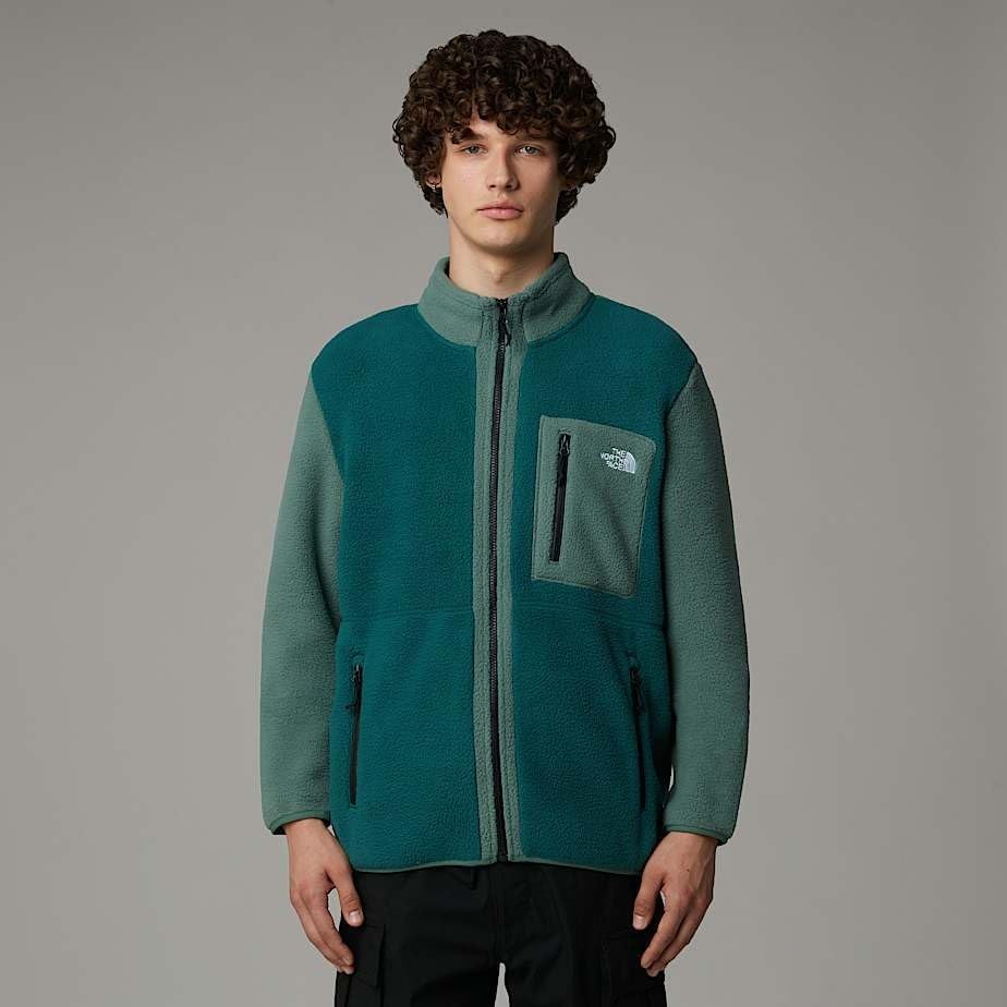 image:imageTHE NORTH FACE Mens Yumiori Full Zip Jacket Lightweight Fleece Coat With Embroidered Logo Zip PocketsDeep NoriDuck GreenTnf Black