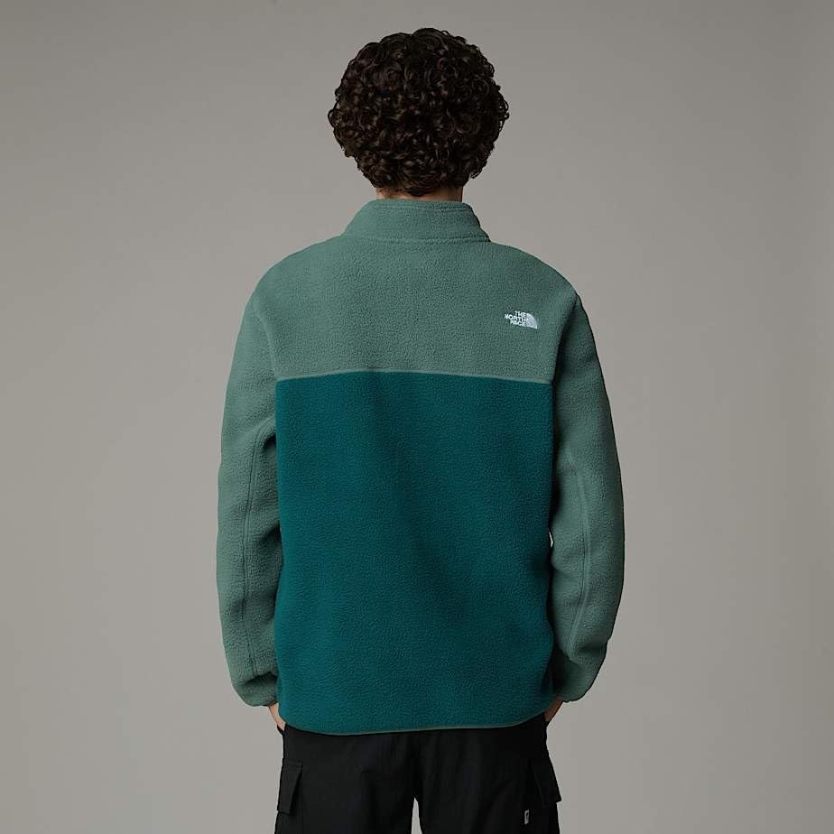 image:imageTHE NORTH FACE Mens Yumiori Full Zip Jacket Lightweight Fleece Coat With Embroidered Logo Zip PocketsDeep NoriDuck GreenTnf Black
