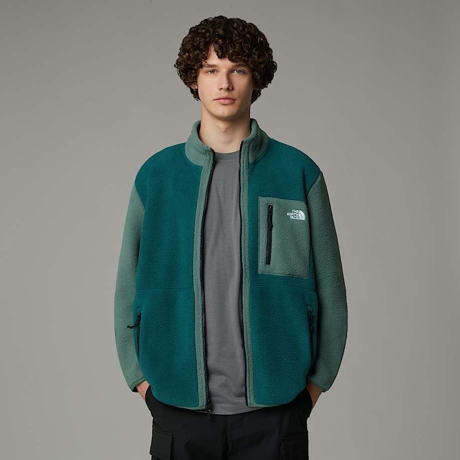 image:imageTHE NORTH FACE Mens Yumiori Full Zip Jacket Lightweight Fleece Coat With Embroidered Logo Zip PocketsDeep NoriDuck GreenTnf Black