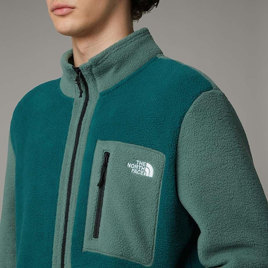 image:imageTHE NORTH FACE Mens Yumiori Full Zip Jacket Lightweight Fleece Coat With Embroidered Logo Zip PocketsDeep NoriDuck GreenTnf Black