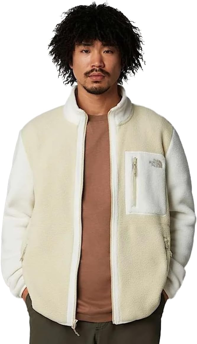 image:imageTHE NORTH FACE Mens Yumiori Full Zip Jacket Lightweight Fleece Coat With Embroidered Logo Zip PocketsGravelwhite Dunegrape