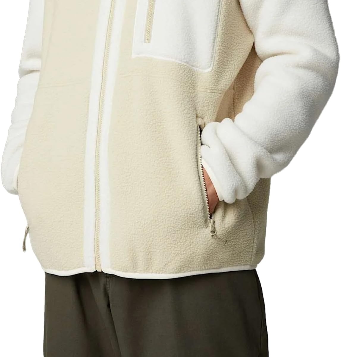 image:imageTHE NORTH FACE Mens Yumiori Full Zip Jacket Lightweight Fleece Coat With Embroidered Logo Zip PocketsGravelwhite Dunegrape
