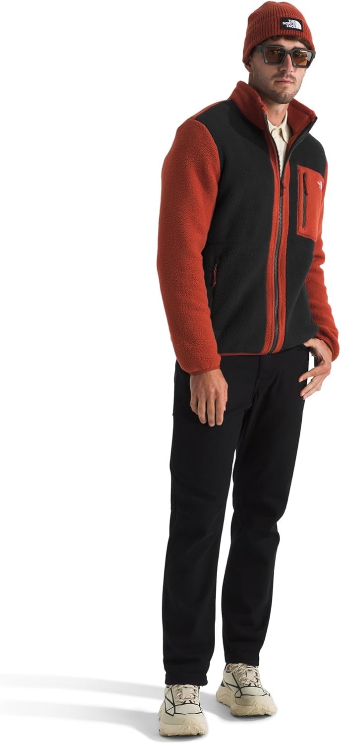 image:imageTHE NORTH FACE Mens Yumiori Full Zip Jacket Lightweight Fleece Coat With Embroidered Logo Zip PocketsTnf BlackEmber SoilIron Clay