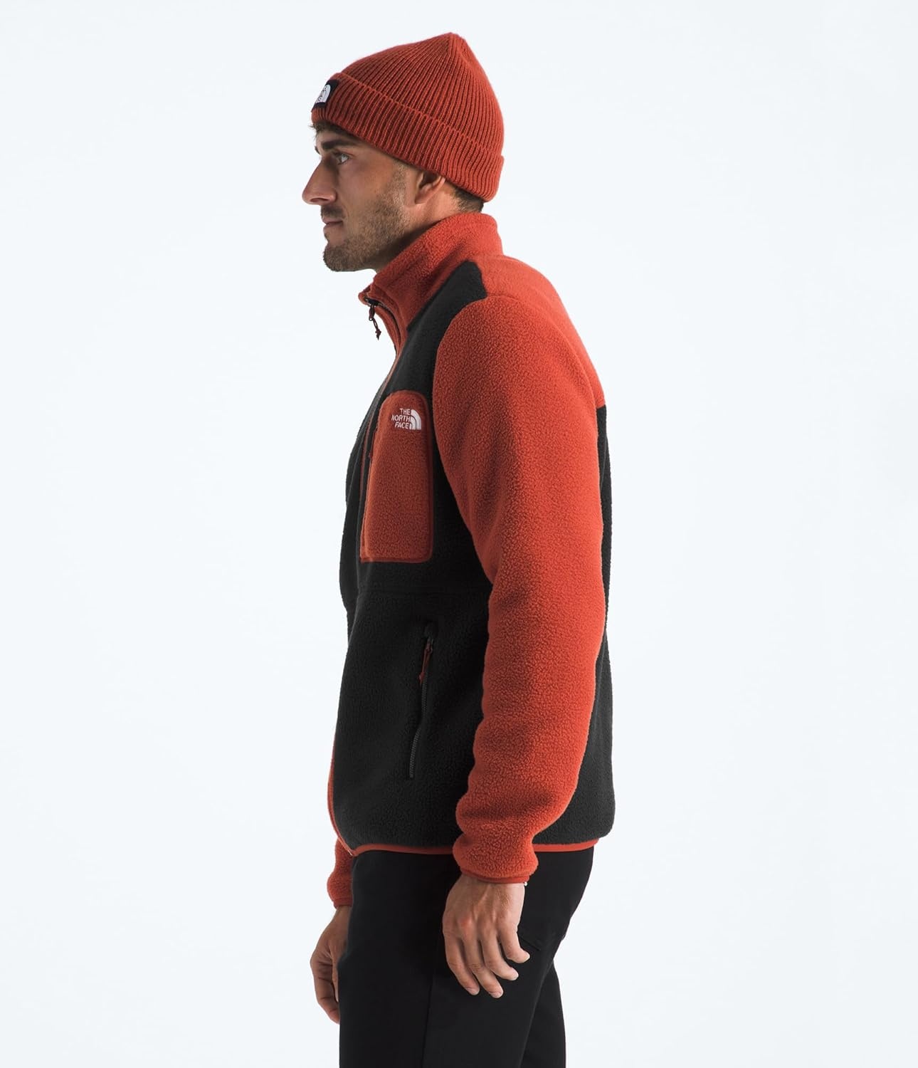 image:imageTHE NORTH FACE Mens Yumiori Full Zip Jacket Lightweight Fleece Coat With Embroidered Logo Zip PocketsTnf BlackEmber SoilIron Clay