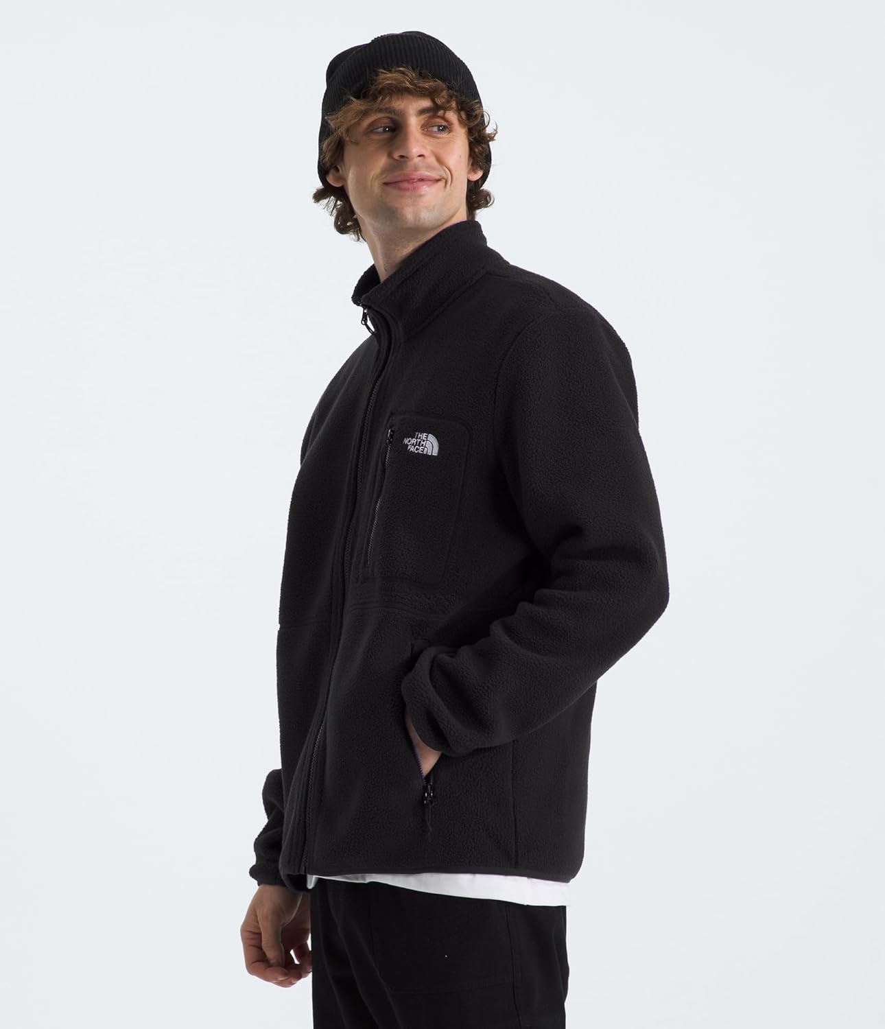 image:imageTHE NORTH FACE Mens Yumiori Full Zip Jacket Lightweight Fleece Coat With Embroidered Logo Zip PocketsTnf BlackTnf BlackTnf Black