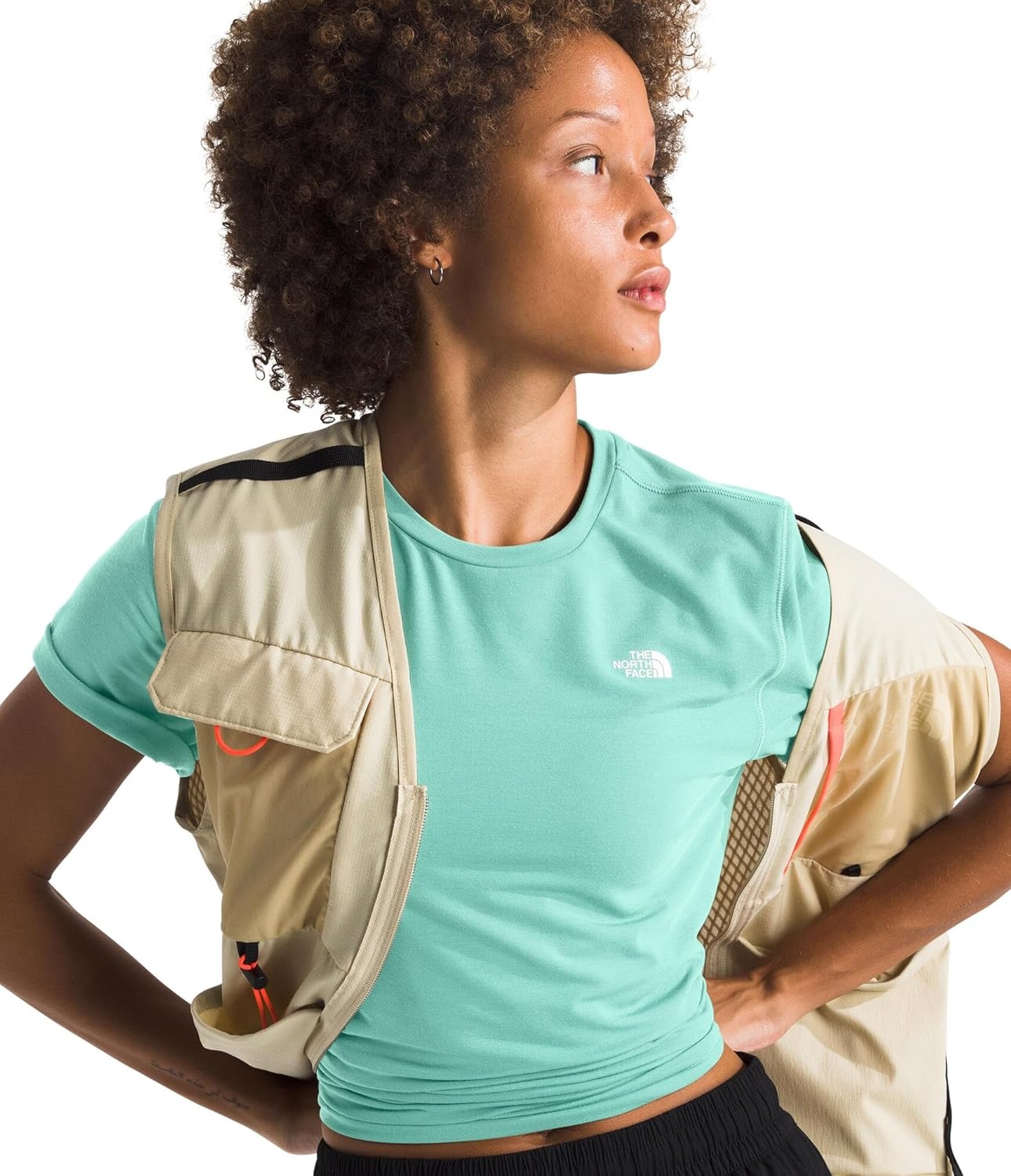 image:imageTHE NORTH FACE Womens Adventure Tee Shortsleeve Crewneck With Moisture Wicking Fabric Setin SleevesBright Foam