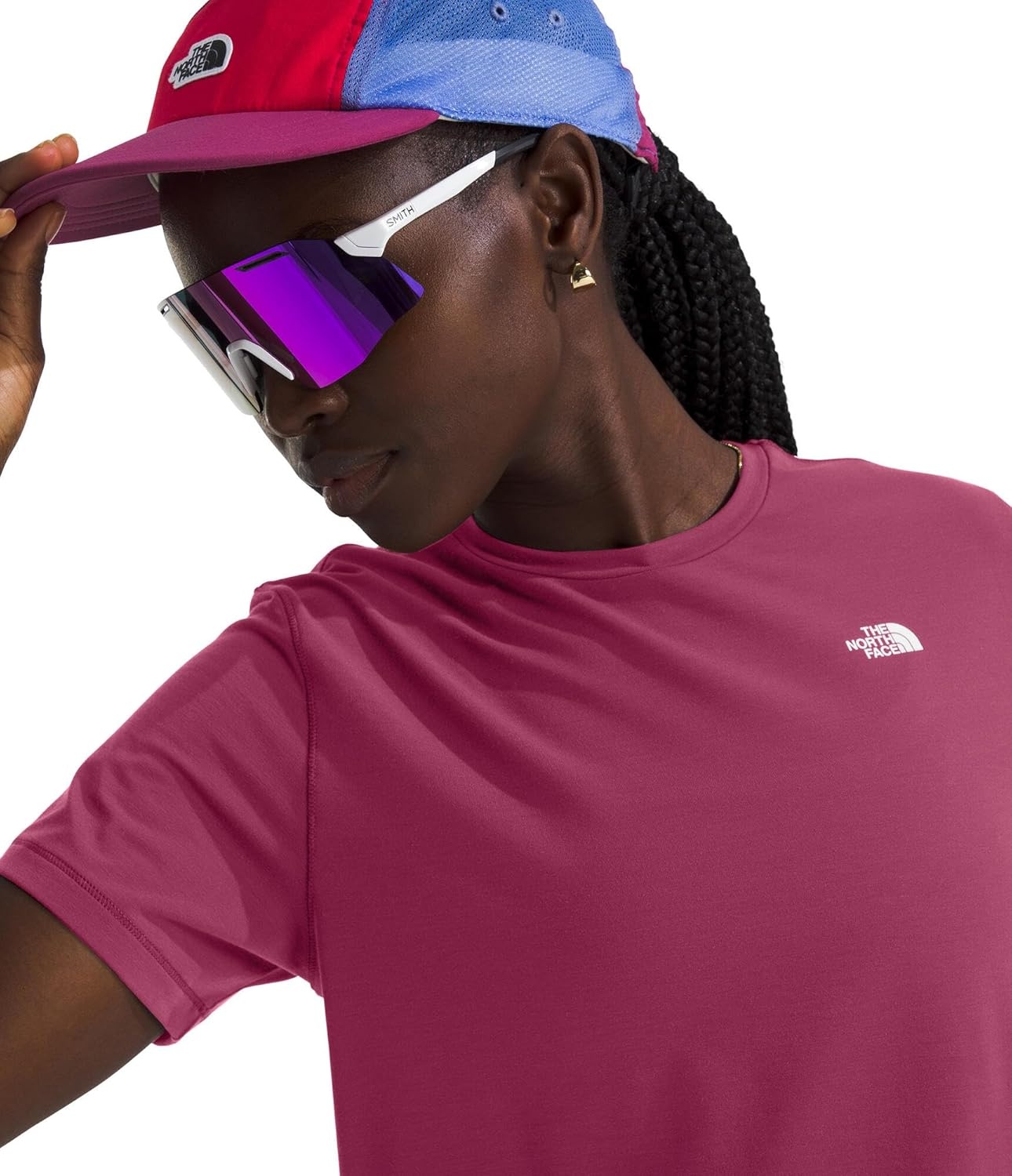 image:imageTHE NORTH FACE Womens Adventure Tee Shortsleeve Crewneck With Moisture Wicking Fabric Setin SleevesCyber Berry