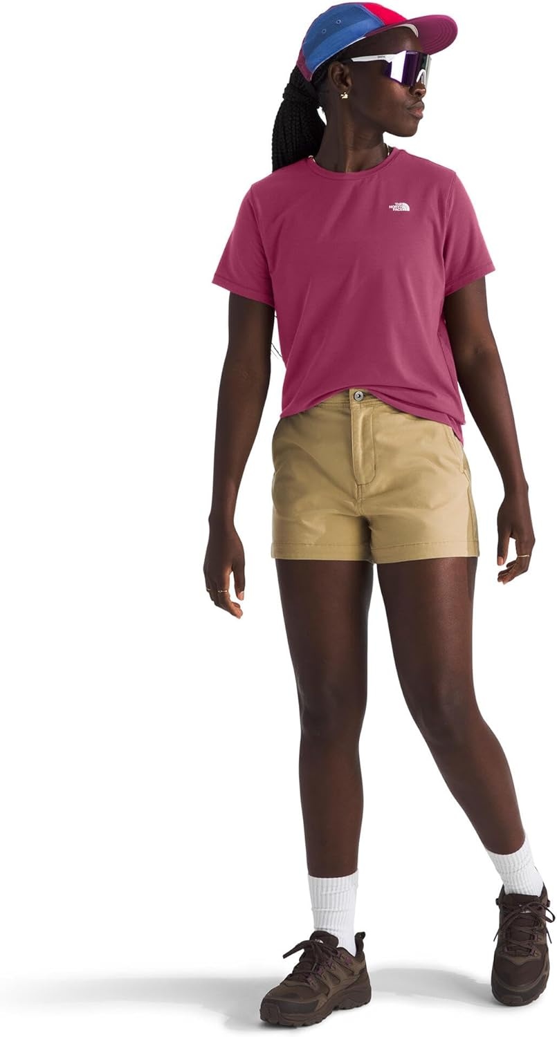 image:imageTHE NORTH FACE Womens Adventure Tee Shortsleeve Crewneck With Moisture Wicking Fabric Setin SleevesCyber Berry