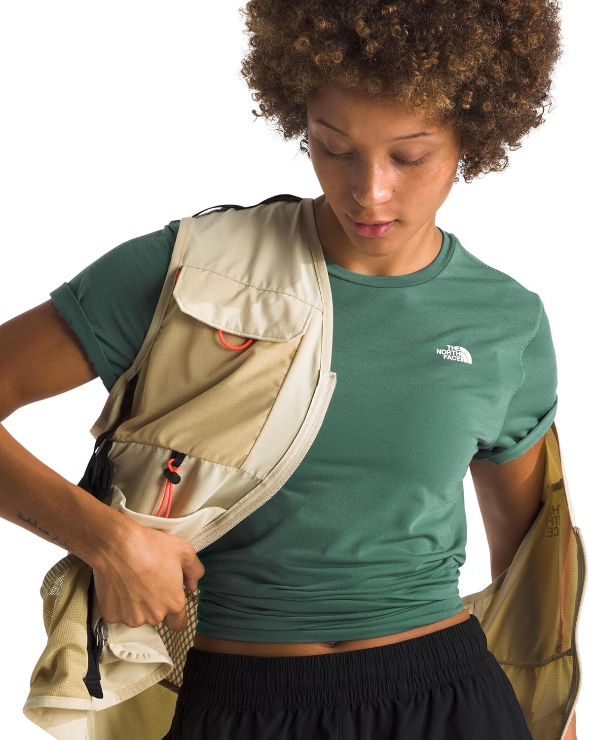 image:imageTHE NORTH FACE Womens Adventure Tee Shortsleeve Crewneck With Moisture Wicking Fabric Setin SleevesDuck Green