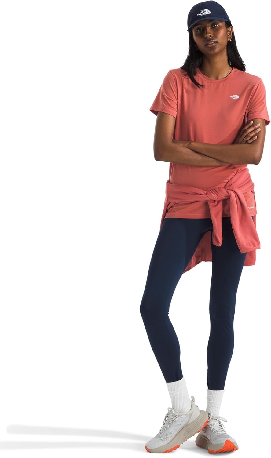 image:imageTHE NORTH FACE Womens Adventure Tee Shortsleeve Crewneck With Moisture Wicking Fabric Setin SleevesMars Dust