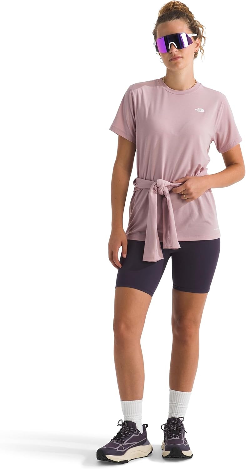 image:imageTHE NORTH FACE Womens Adventure Tee Shortsleeve Crewneck With Moisture Wicking Fabric Setin SleevesMetal Pink